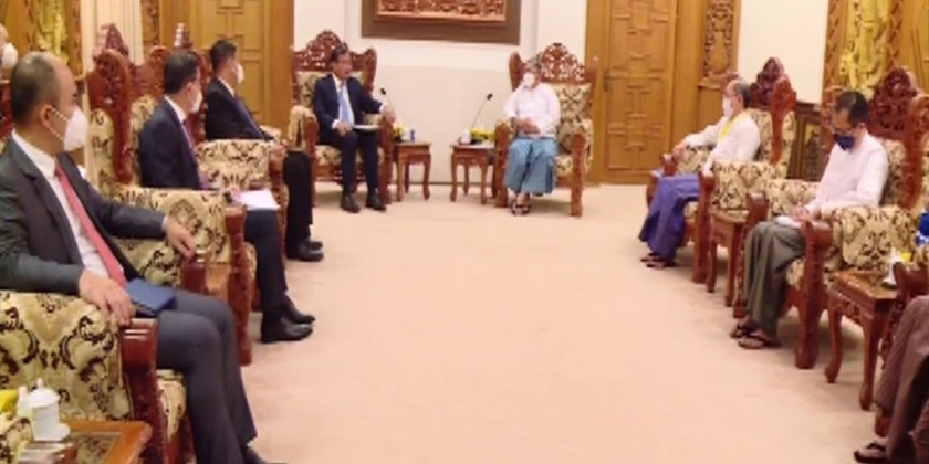 Receiving delegation: Union Minister receives special envoy | Myanmar ...