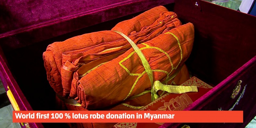 Largest lotus robe offering: World first 100 % lotus robe donation in ...