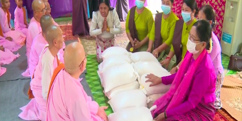 Donation of rice bags: SAC member donated rice bags to nunneries in ...