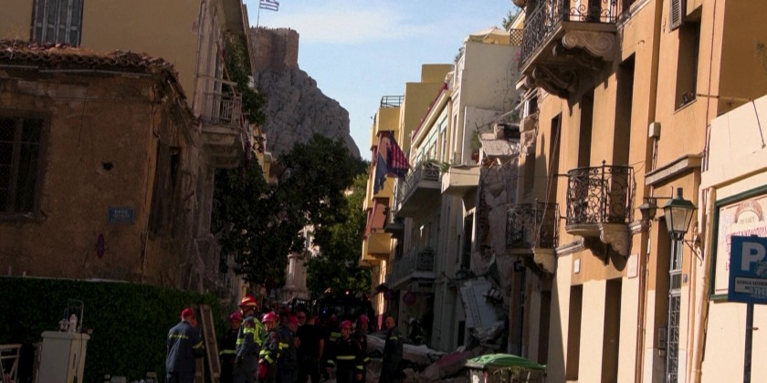 Six missing after building collapses in historic Athens district ...