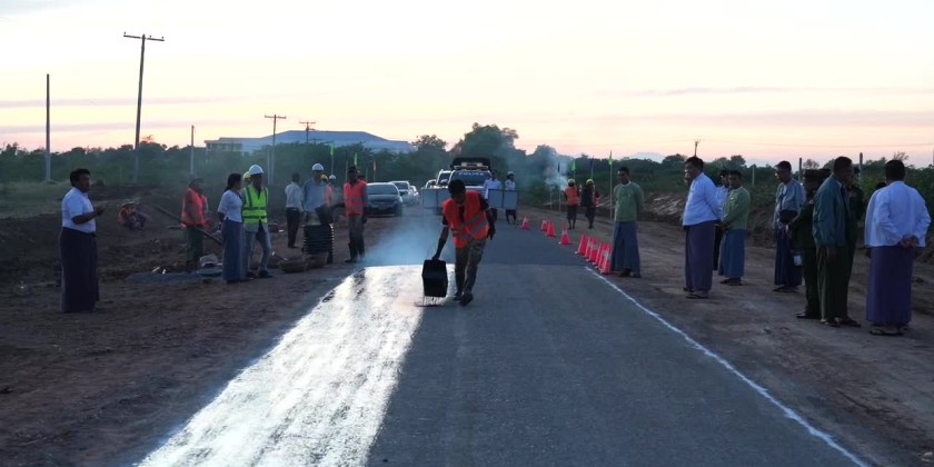 Inspection of road paving: MGY CM inspected asphalt paving in Magway ...