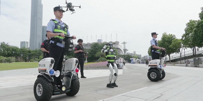 Police patrol lineup with humanoid robots, drones | Myanmar ...