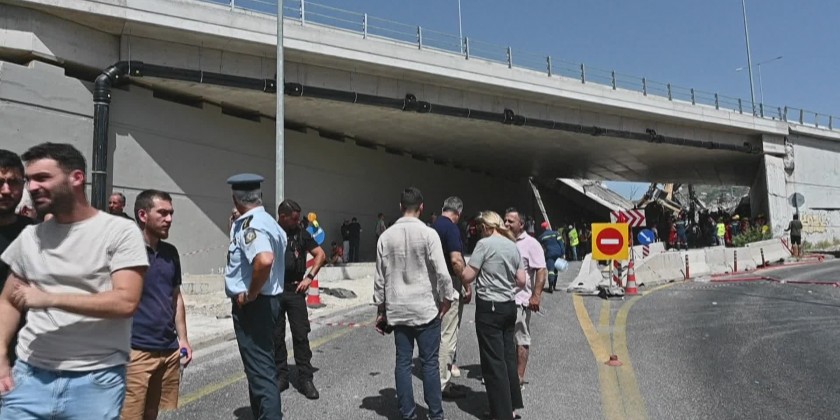 Firefighters search through rubble after bridge collapse in Greece ...