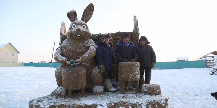 Siberian artist marks the coming year with a dung sculpture of rabbit ...